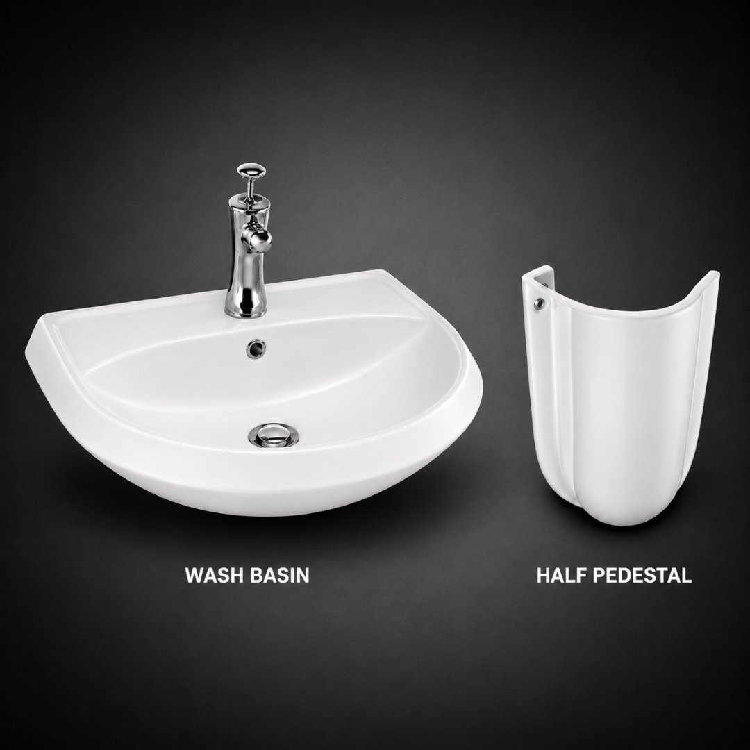 YUGA Washbasin with Pedestal Wash Basin - My Home Studio